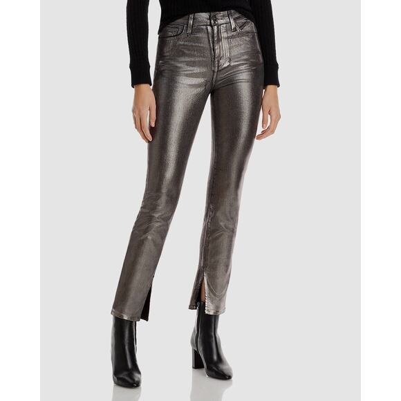 Jonathan Simkhai Metallic Silver Rae High Rise Skinny Jeans Pants Size 24 - Picture 1 of 9